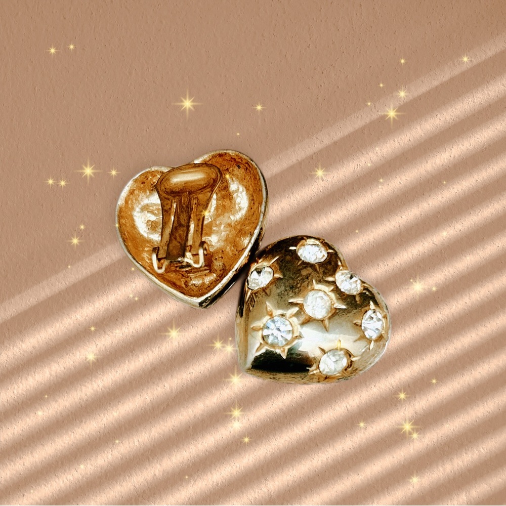 Vintage Gold Heart Clip-On Earrings